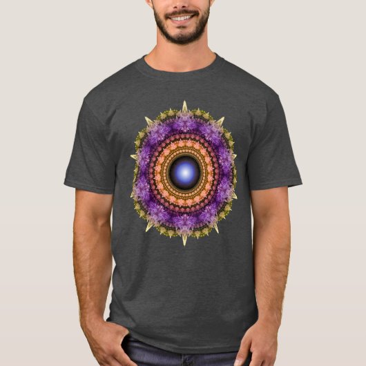 Kleurrijke fractale mandala t-shirt (Voorkant)