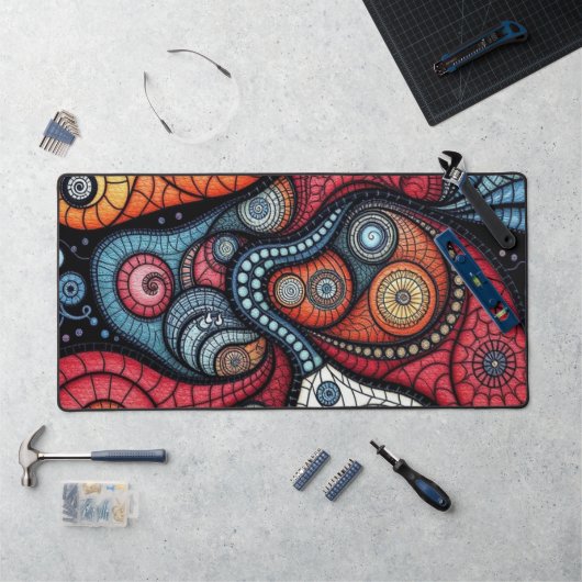 Kleurrijke fractale spiraalkunst bureaumat (Werkstation)