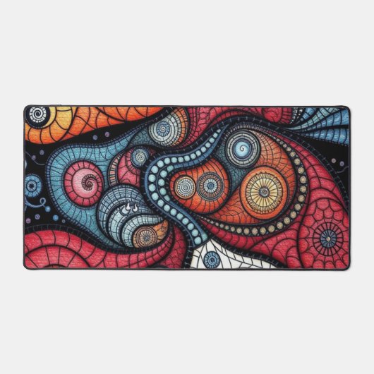 Kleurrijke fractale spiraalkunst bureaumat (Voorkant)