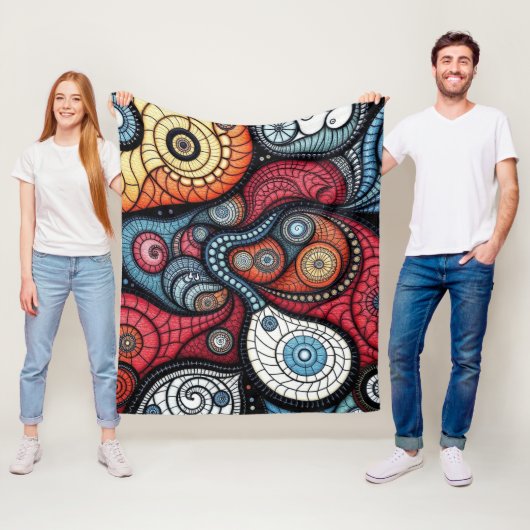 Kleurrijke fractale spiraalkunst fleece deken (In situ)