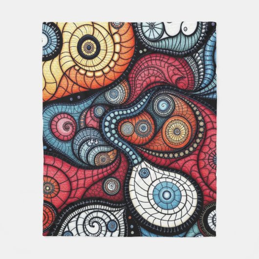 Kleurrijke fractale spiraalkunst fleece deken (Voorkant)