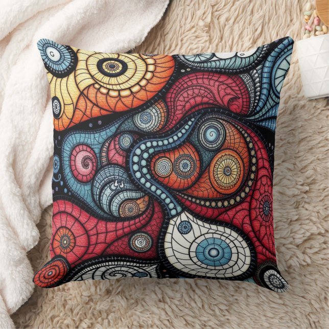 Kleurrijke fractale spiraalkunst kussen (Deken)