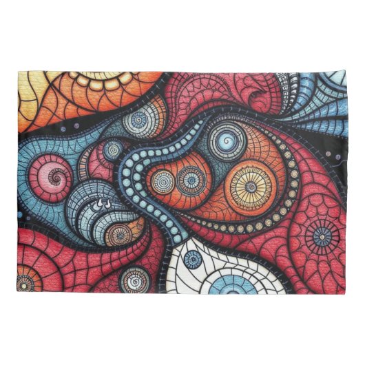 Kleurrijke fractale spiraalkunst kussensloop (Achterkant-Links)