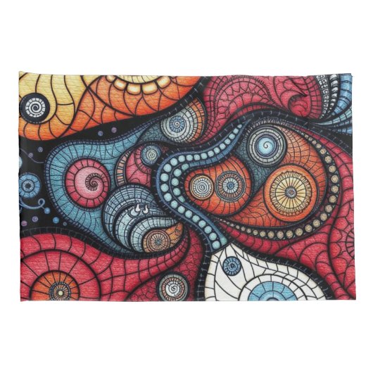 Kleurrijke fractale spiraalkunst kussensloop (Achterkant-Rechts)