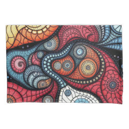 Kleurrijke fractale spiraalkunst kussensloop