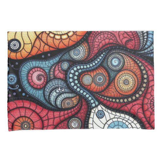 Kleurrijke fractale spiraalkunst kussensloop (Voorkant-Rechts)