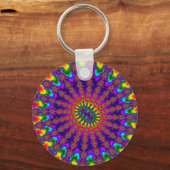 Kleurrijke Fractale Uitbarsting Sleutelhanger (Voorkant)
