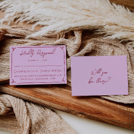 Kleurrijke Frambozen Roze Handgeschreven Retro Bru RSVP Kaartje
