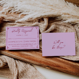 Kleurrijke Frambozen Roze Handgeschreven Retro Bru RSVP Kaartje