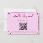 Kleurrijke Frambozen Roze QR Code Plezierige Trouw RSVP Kaartje (Voorkant)