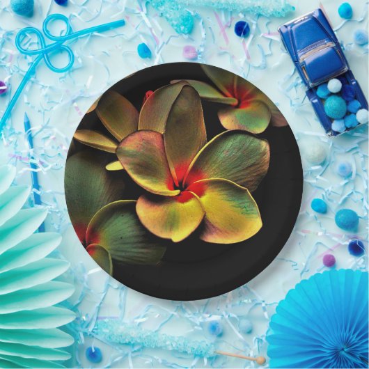 Kleurrijke Frangipani Bloempapier plaat Papieren Bordje (Feest)