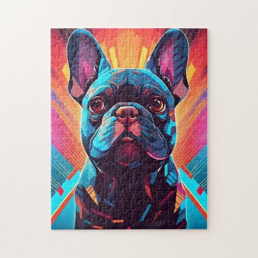 Kleurrijke Franse Bulldog Art Legpuzzel (Verticaal)