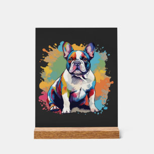 Kleurrijke Franse Bulldog Kunst voor Hondenliefheb Acryl Bord