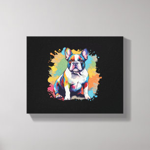 Kleurrijke Franse Bulldog Kunst voor Hondenliefheb Canvas Afdruk