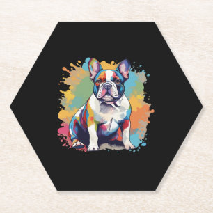 Kleurrijke Franse Bulldog Kunst voor Hondenliefheb Kartonnen Onderzetters