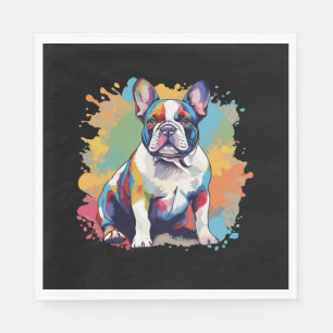 Kleurrijke Franse Bulldog Kunst voor Hondenliefheb Servet