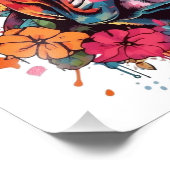 Kleurrijke Franse bulldog met bloemen Foto Afdruk (Hoek)