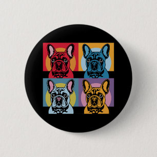 Kleurrijke Franse Bulldog Pop Art Design voor Hond Ronde Button 5,7 Cm