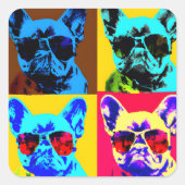 Kleurrijke Franse Bulldog Pop Art Vierkante Sticker (Voorkant)