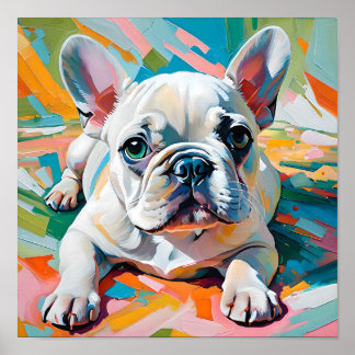 Kleurrijke Franse Bulldog Schilderij – Abstracte P Poster