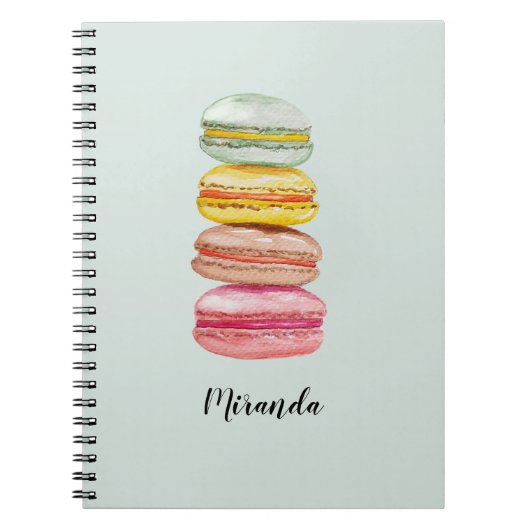Kleurrijke Franse Macarons Waterverf Handgeschilde Notitieboek (Voorkant)