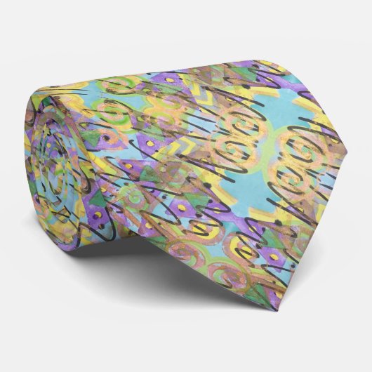Kleurrijke Freeform-inkt Abstracte afdrukken schil Stropdas (Opgerold)