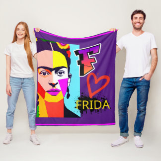 Kleurrijke Frida Heart - Pop Art Style Fleece Deken