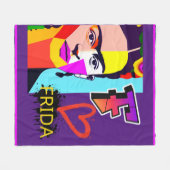 Kleurrijke Frida Heart - Pop Art Style Fleece Deken (Voorkant (Horizontaal))