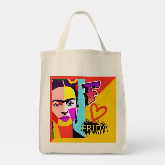 Kleurrijke Frida Kahlo Canvas tas (Achterkant)