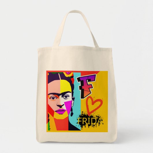 Kleurrijke Frida Kahlo Canvas tas (Voorkant)