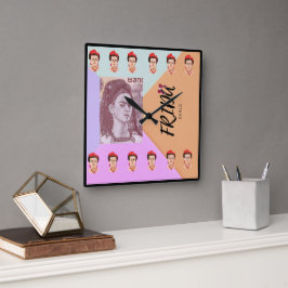 Kleurrijke Frida Square Wall Clock Vierkante Klok