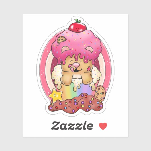 Kleurrijke Frosted Beer Cupcake| Sticker (Vel)