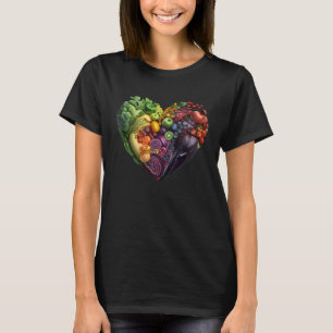 Kleurrijke Fruit en Groente Gezonde Hart s Tuin T-shirt