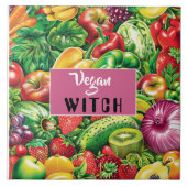 Kleurrijke Fruit & Groenten Vegan Witch Tegeltje (Voorkant)