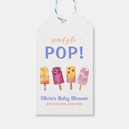 Kleurrijke Fruit Ice Cream Popcicle Baby shower Cadeaulabel (Voorkant)