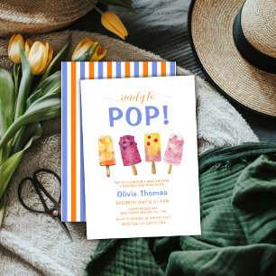 Kleurrijke Fruit Ice Cream Popcicle Baby shower Kaart