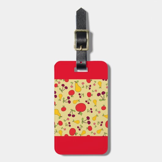 Kleurrijke Fruit Patroon Appels Kersen en Peren Bagagelabel (Voorkant verticaal)
