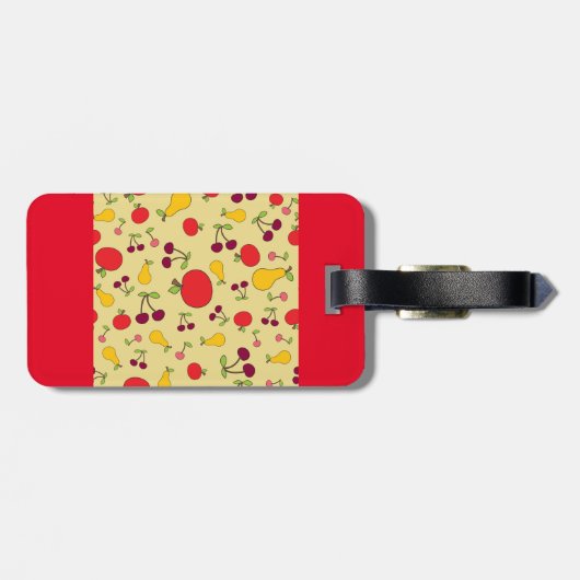 Kleurrijke Fruit Patroon Appels Kersen en Peren Bagagelabel (Achterkant horizontaal)