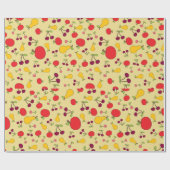 Kleurrijke Fruit Patroon Appels Kersen en Peren Cadeaupapier (Vlak)