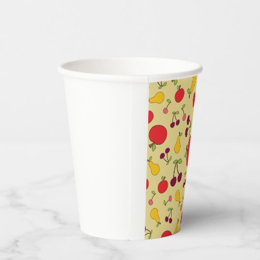 Kleurrijke Fruit Patroon Appels Kersen en Peren Papieren Bekers (Rechts)