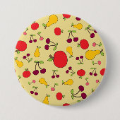 Kleurrijke Fruit Patroon Appels Kersen en Peren Ronde Button 7,6 Cm (Voorkant)