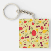 Kleurrijke Fruit Patroon Appels Kersen en Peren Sleutelhanger (Voorkant)
