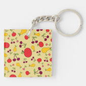 Kleurrijke Fruit Patroon Appels Kersen en Peren Sleutelhanger (Achterkant)
