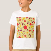 Kleurrijke Fruit Patroon Appels Kersen en Peren T-shirt (Voorkant)