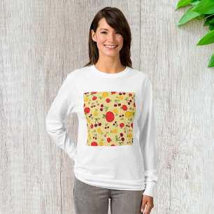 Kleurrijke Fruit Patroon Appels Kersen en Peren T-shirt