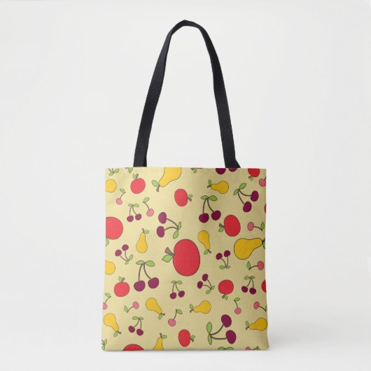 Kleurrijke Fruit Patroon Appels Kersen en Peren Tote Bag (Voorkant)