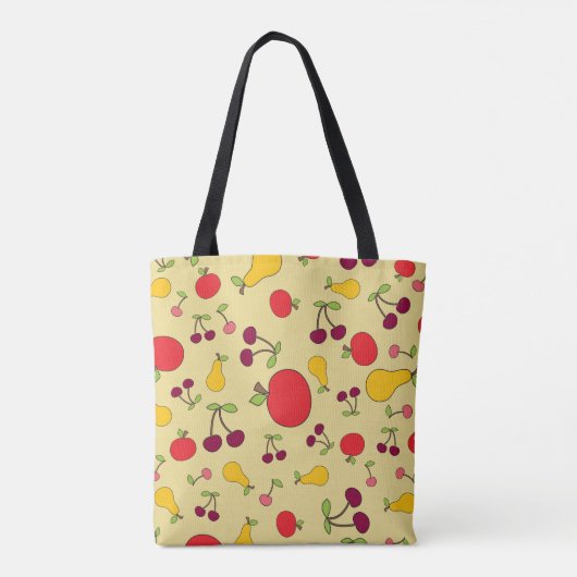 Kleurrijke Fruit Patroon Appels Kersen en Peren Tote Bag (Achterkant)