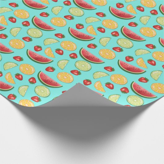 Kleurrijke Fruit Patroon Citrus Aardbei Meloen Cadeaupapier (Hoek)