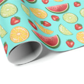 Kleurrijke Fruit Patroon Citrus Aardbei Meloen Cadeaupapier (Rol Hoek)