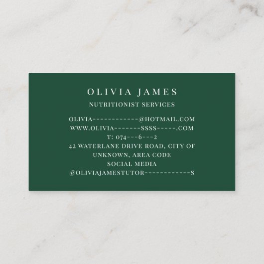 Kleurrijke Fruit Plantaardige Voedsel Voeding Diët Visitekaartje (Achterkant)